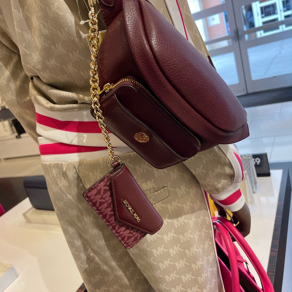 Michael Kors Maisie 2 In 1 Small Leather Waist pack Fanny pack Bag (Oxblood) MK - Picture 5 of 16